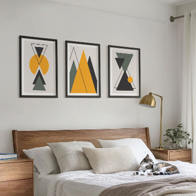Bilder-3er-set mit rahmen Abstrakte geometrische Formen