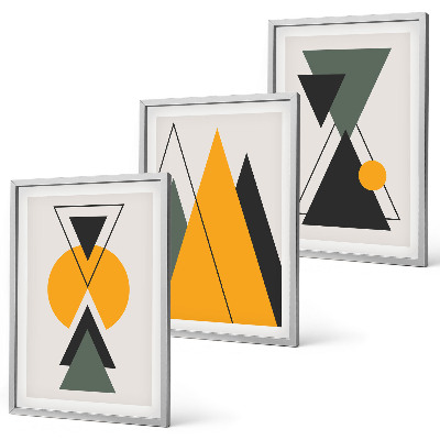 Bilder-3er-set mit rahmen Abstrakte geometrische Formen
