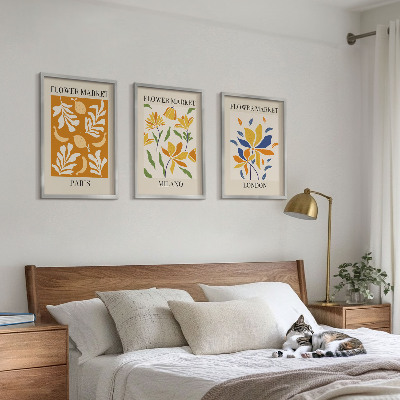 Gerahmtes bilderset Blumenposter Paris Mailand London