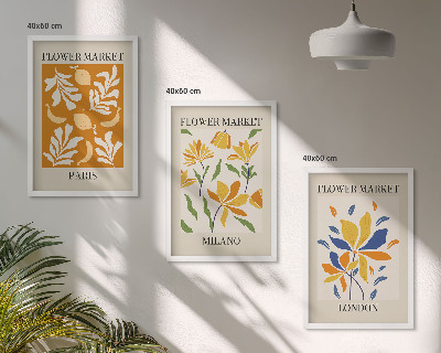 Gerahmtes bilderset Blumenposter Paris Mailand London
