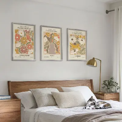 3er-Set Bilder mit Rahmen mit Blumenmustern von Amsterdam, Paris und London