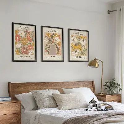 3er-Set Bilder mit Rahmen mit Blumenmustern von Amsterdam, Paris und London