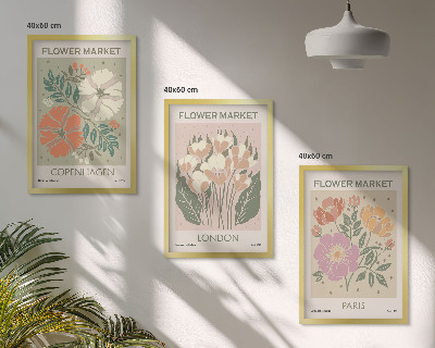 Bilder-3er-set mit rahmen Blumenposter Kopenhagen London Paris