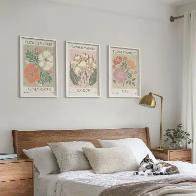 3er-Set Blumenposter Kopenhagen London Paris mit Rahmen