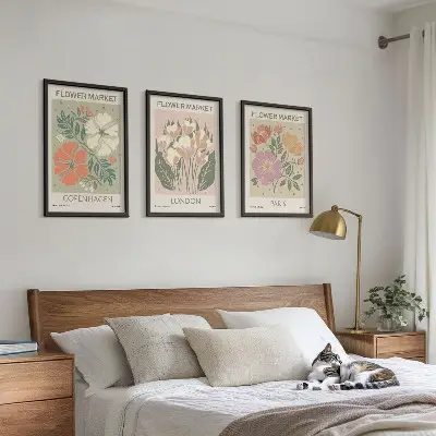 3er-Set Blumenposter Kopenhagen London Paris mit Rahmen