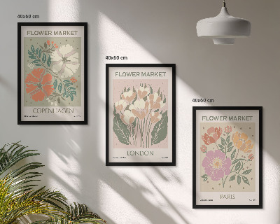 Bilder-3er-set mit rahmen Blumenposter Kopenhagen London Paris