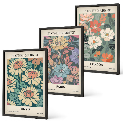 Gerahmtes bilderset Blumenposter Tokio Paris London