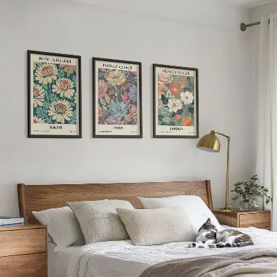 Gerahmtes Bilderset mit Blumenmotiven von Tokio Paris und London