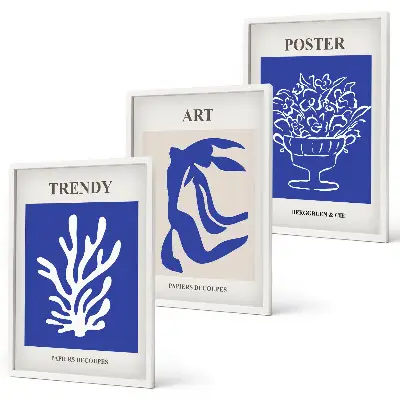 Matisse abstrakte Plakate 3er-Set mit Rahmen