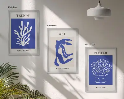 Matisse abstrakte Plakate 3er-Set mit Rahmen