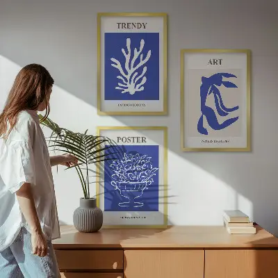 Matisse abstrakte Plakate 3er-Set mit Rahmen