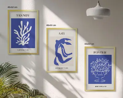 Matisse abstrakte Plakate 3er-Set mit Rahmen