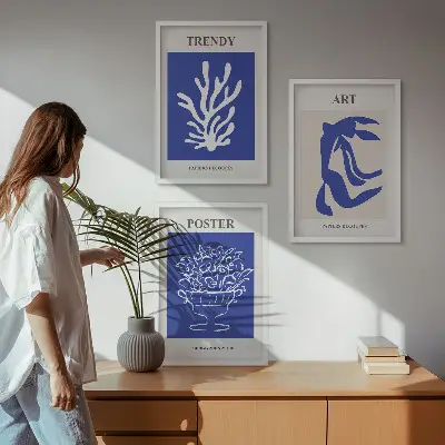 Matisse abstrakte Plakate 3er-Set mit Rahmen