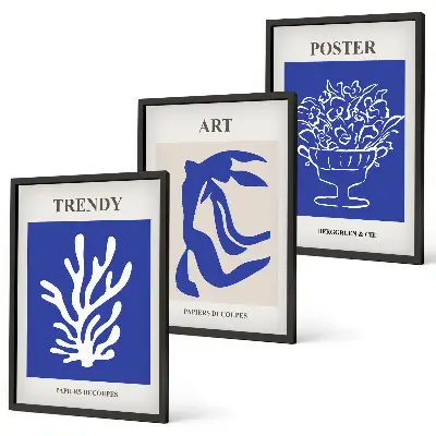 Matisse abstrakte Plakate 3er-Set mit Rahmen