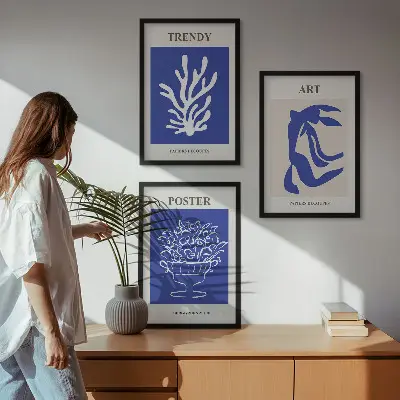 Matisse abstrakte Plakate 3er-Set mit Rahmen