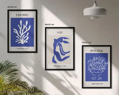 Matisse abstrakte Plakate 3er-Set mit Rahmen