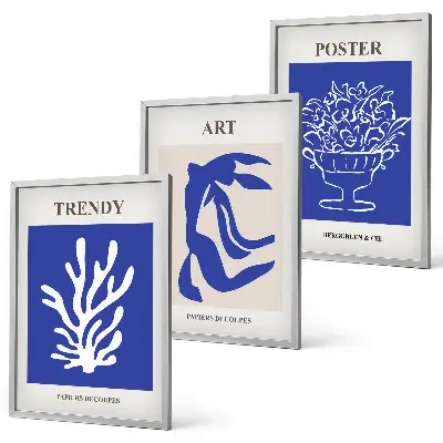 Matisse abstrakte Plakate 3er-Set mit Rahmen