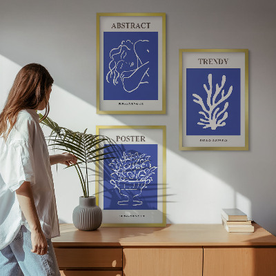 Bilder-3er-set mit rahmen Stilvolle blaue Poster