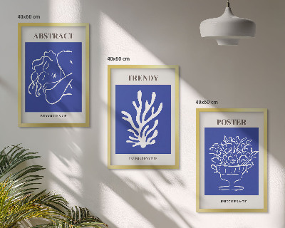 Bilder-3er-set mit rahmen Stilvolle blaue Poster
