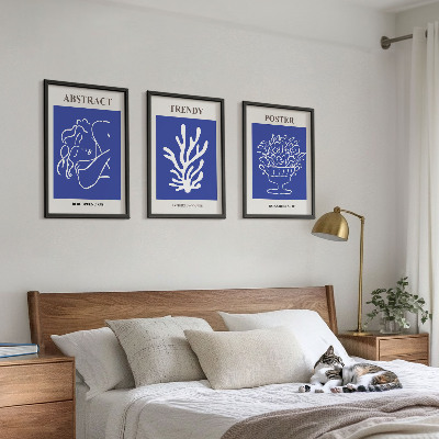 Bilder-3er-set mit rahmen Stilvolle blaue Poster