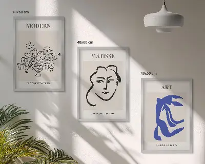 Abstrakte minimalistische Poster 3er-Set inklusive Rahmen