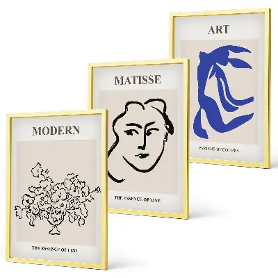 Abstrakte minimalistische Poster 3er-Set inklusive Rahmen