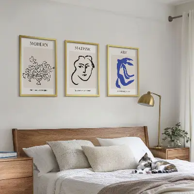 Abstrakte minimalistische Poster 3er-Set inklusive Rahmen