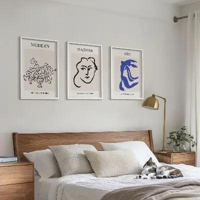Abstrakte minimalistische Poster 3er-Set inklusive Rahmen