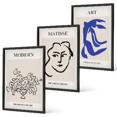 Abstrakte minimalistische Poster 3er-Set inklusive Rahmen