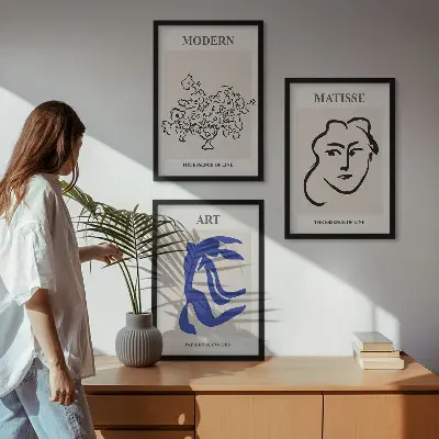 Abstrakte minimalistische Poster 3er-Set inklusive Rahmen