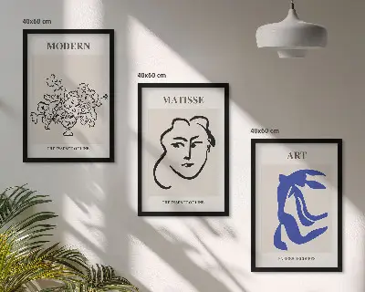 Abstrakte minimalistische Poster 3er-Set inklusive Rahmen