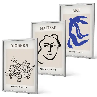 Abstrakte minimalistische Poster 3er-Set inklusive Rahmen
