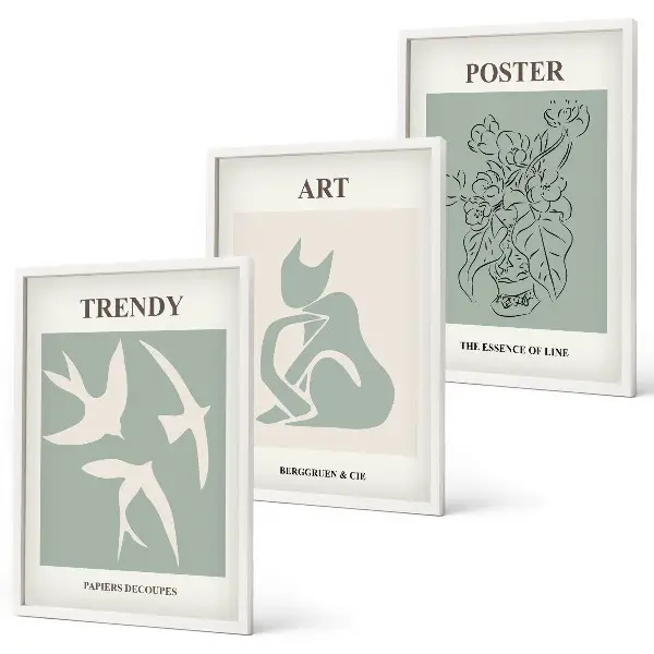 Gerahmtes Bilderset mit stilvollen Illustrationen im Matisse Stil