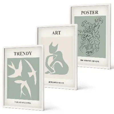 Gerahmtes Bilderset mit stilvollen Illustrationen im Matisse Stil
