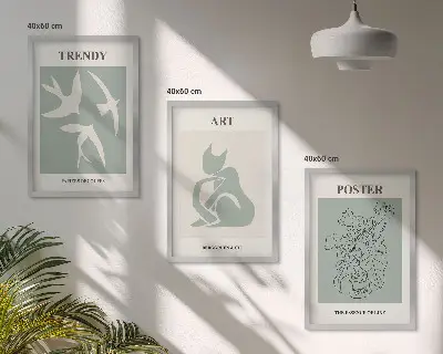 Gerahmtes Bilderset mit stilvollen Illustrationen im Matisse Stil