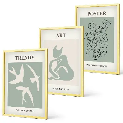 Gerahmtes Bilderset mit stilvollen Illustrationen im Matisse Stil
