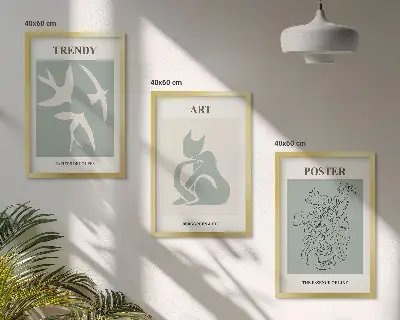 Gerahmtes Bilderset mit stilvollen Illustrationen im Matisse Stil