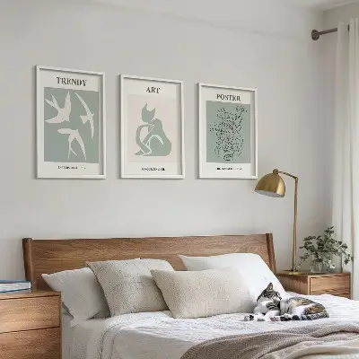 Gerahmtes Bilderset mit stilvollen Illustrationen im Matisse Stil