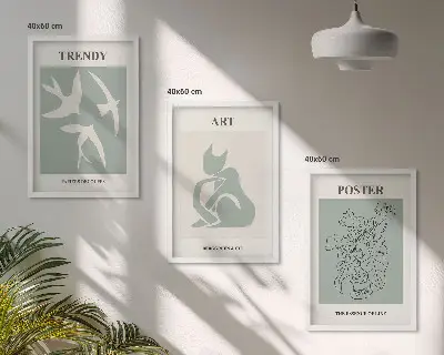 Gerahmtes Bilderset mit stilvollen Illustrationen im Matisse Stil