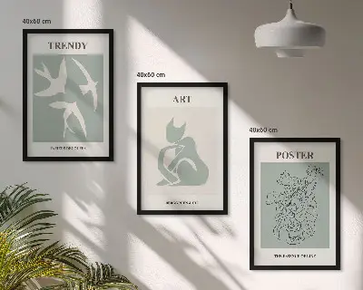 Gerahmtes Bilderset mit stilvollen Illustrationen im Matisse Stil