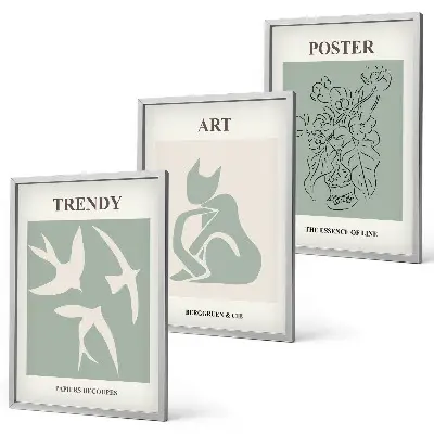 Gerahmtes Bilderset mit stilvollen Illustrationen im Matisse Stil