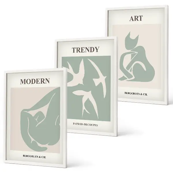 Matisse abstrakte Figuren 3er-Set Bilder mit Rahmen