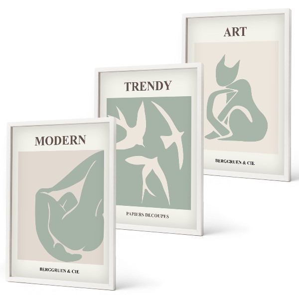 Bilder-3er-set mit rahmen Matisse abstrakte Figuren