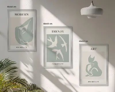 Matisse abstrakte Figuren 3er-Set Bilder mit Rahmen