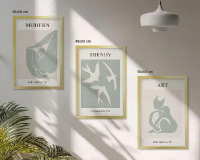 Matisse abstrakte Figuren 3er-Set Bilder mit Rahmen