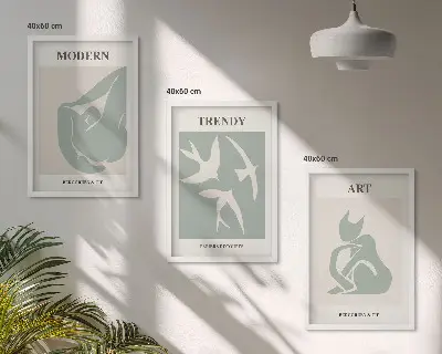 Matisse abstrakte Figuren 3er-Set Bilder mit Rahmen