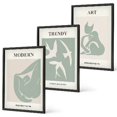 Matisse abstrakte Figuren 3er-Set Bilder mit Rahmen