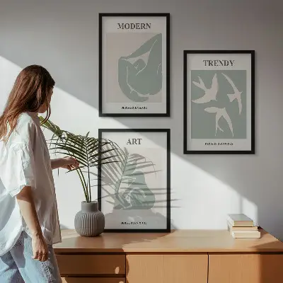 Matisse abstrakte Figuren 3er-Set Bilder mit Rahmen