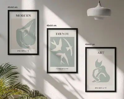 Matisse abstrakte Figuren 3er-Set Bilder mit Rahmen