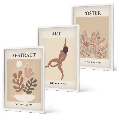 Gerahmtes Bilderset stilvolle Kompositionen im Stil von Matisse